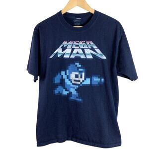 Classic Mega Man video game T Shirt Navy Blue Large